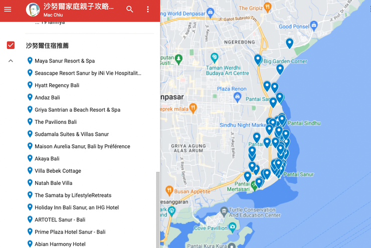 請看我們的「沙努爾家庭親子攻略地圖」