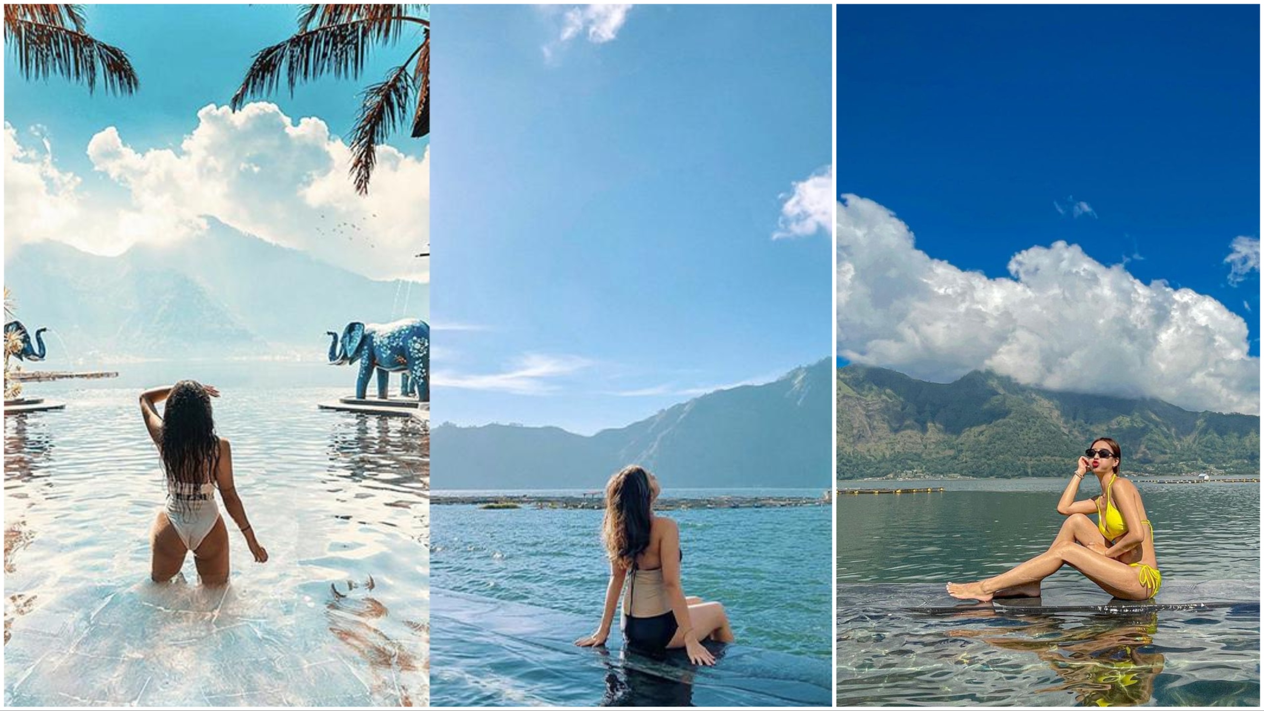 Toya Devasya溫泉的游泳池與巴杜爾湖完美連接