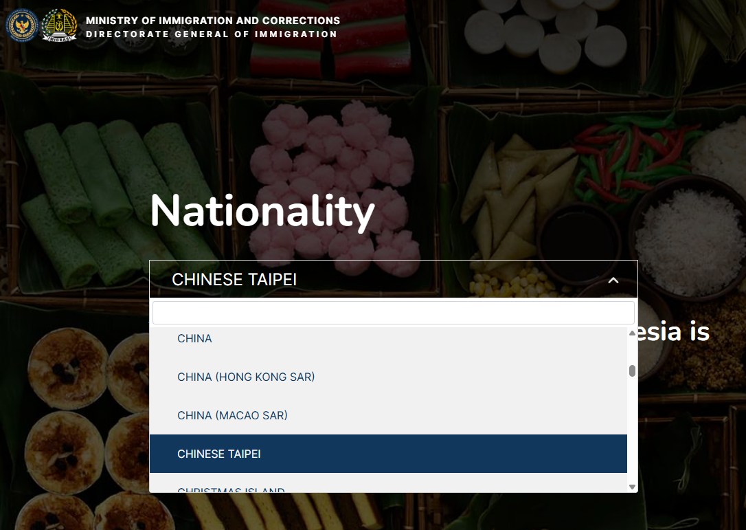申請eVisa，Taiwan不見了！
